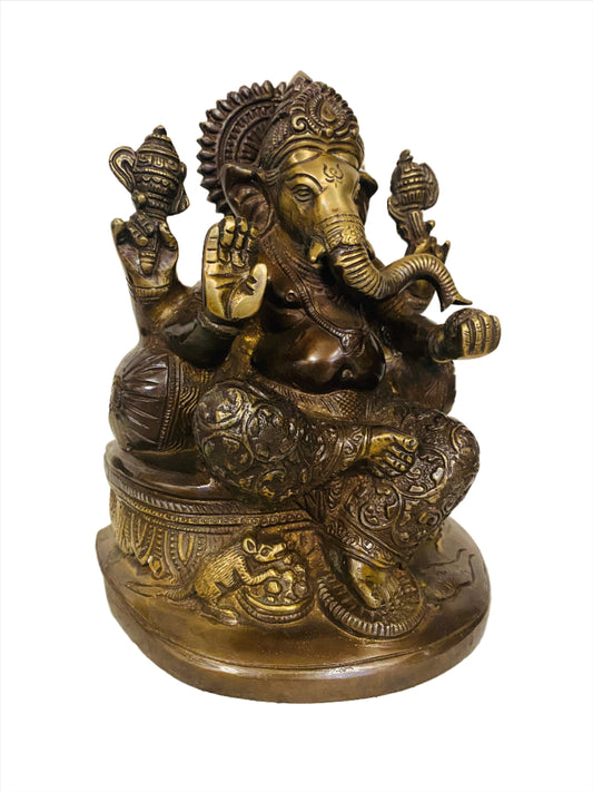 Hand Finished Brass Ganesh Statues - Remover of Obstacles 20cm x 15cm