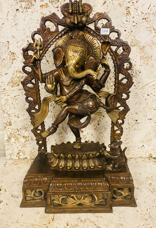Hand Finished Brass Ganesh Statues - Remover of Obstacles 39cm x 25cm