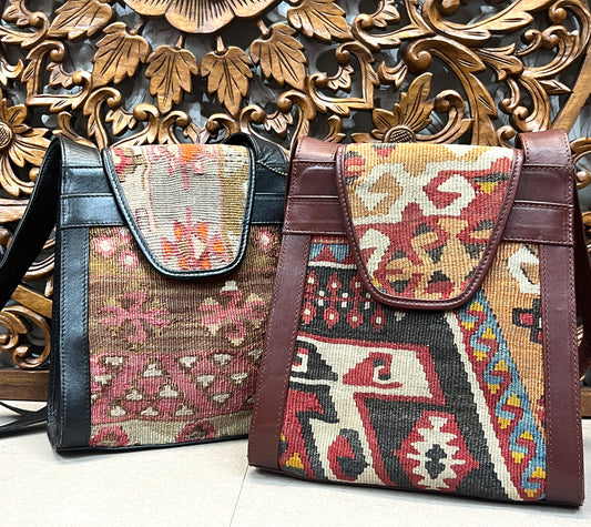Turkish Kilim Leather Bags