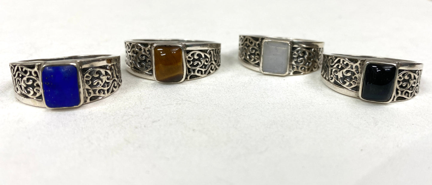 Sterling Silver Rings - Available in 4 Stones &  Sizes 10-15