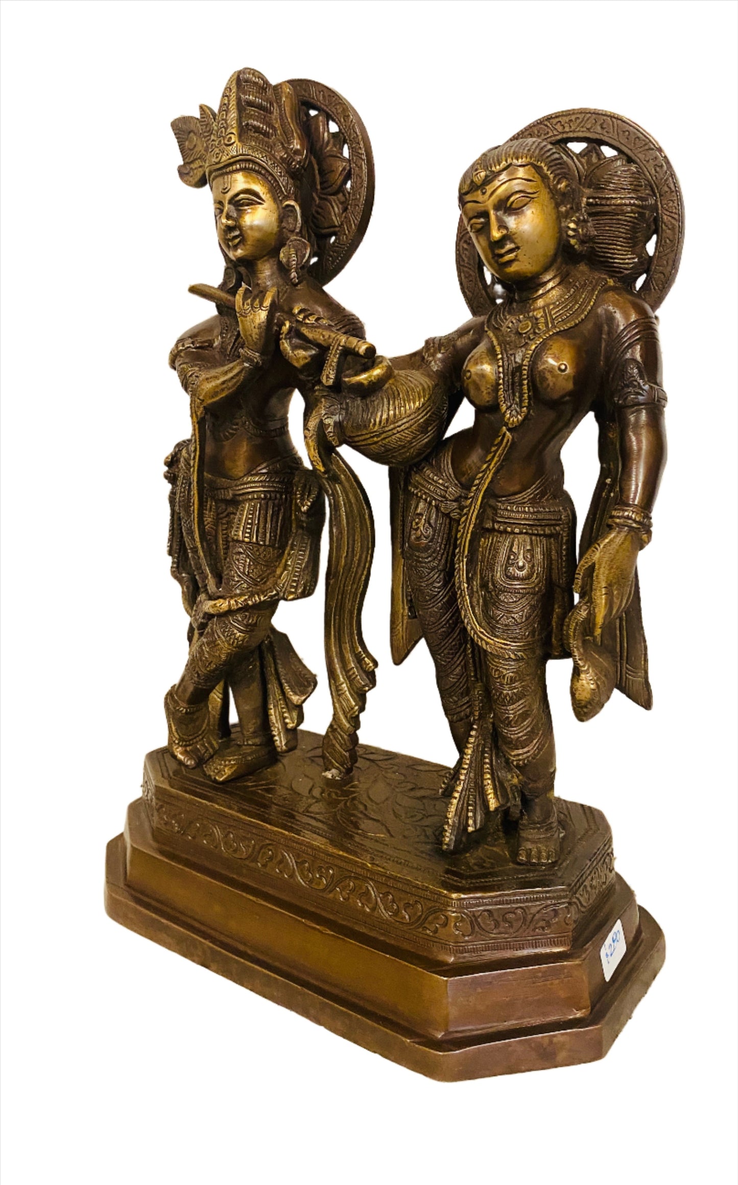 Hand Finished Brass Krishna and Radha Statue --30cm x 23cm
