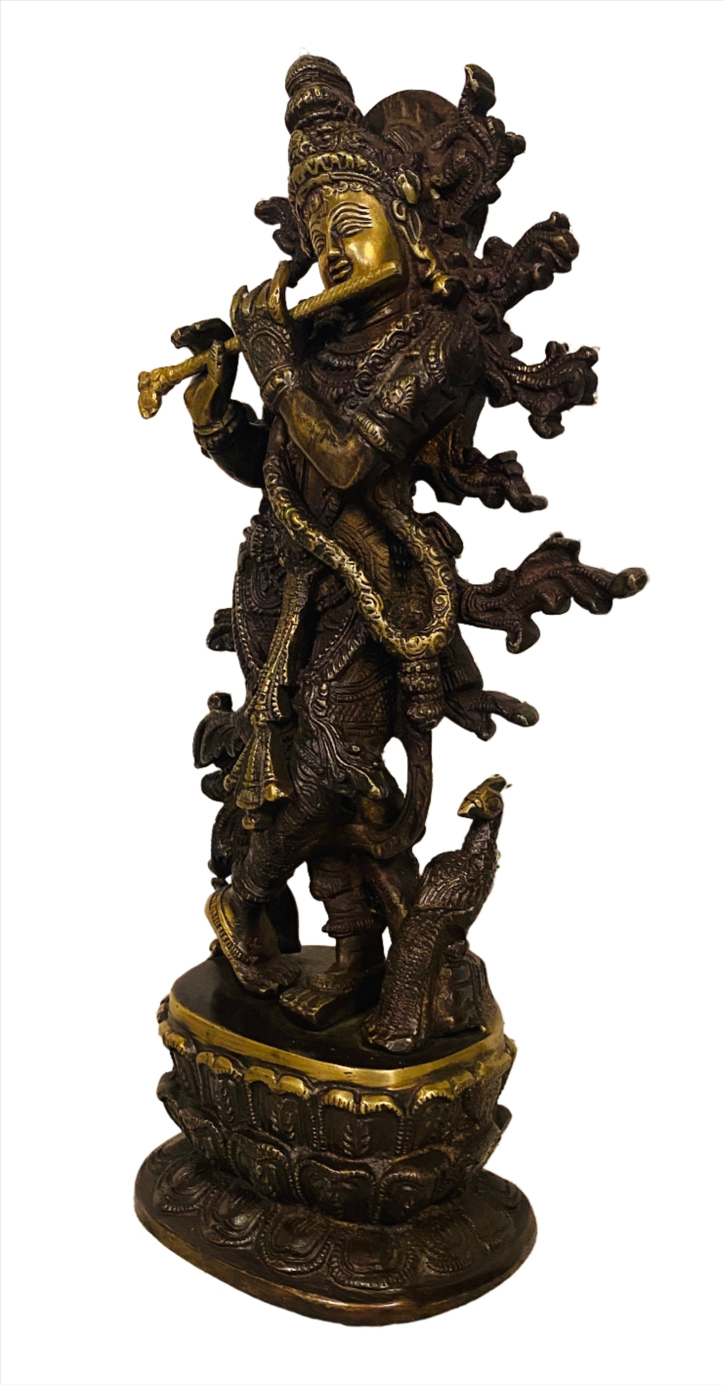 Hand Finished Brass Krishna Statue --30cm x 16cm