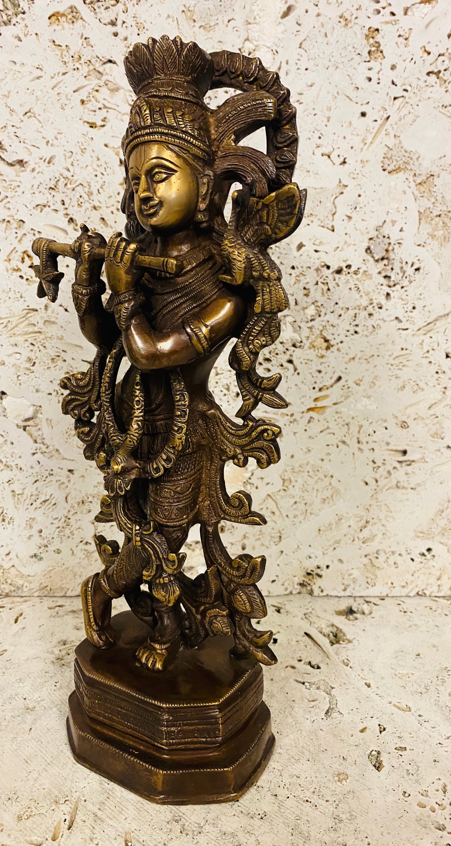 Hand Finished Brass Krishna Statue --34cm x 15cm