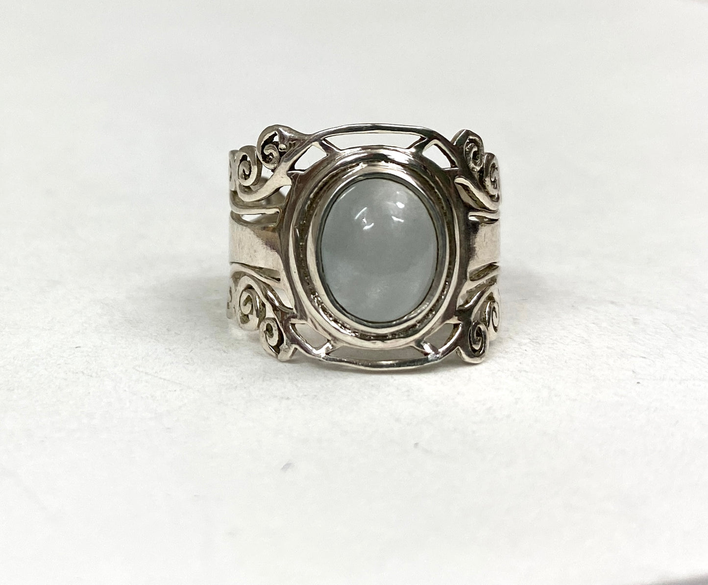 Sterling Silver Jayli Hand Cut Spiral Ring-Available in Opal & Aquamarine