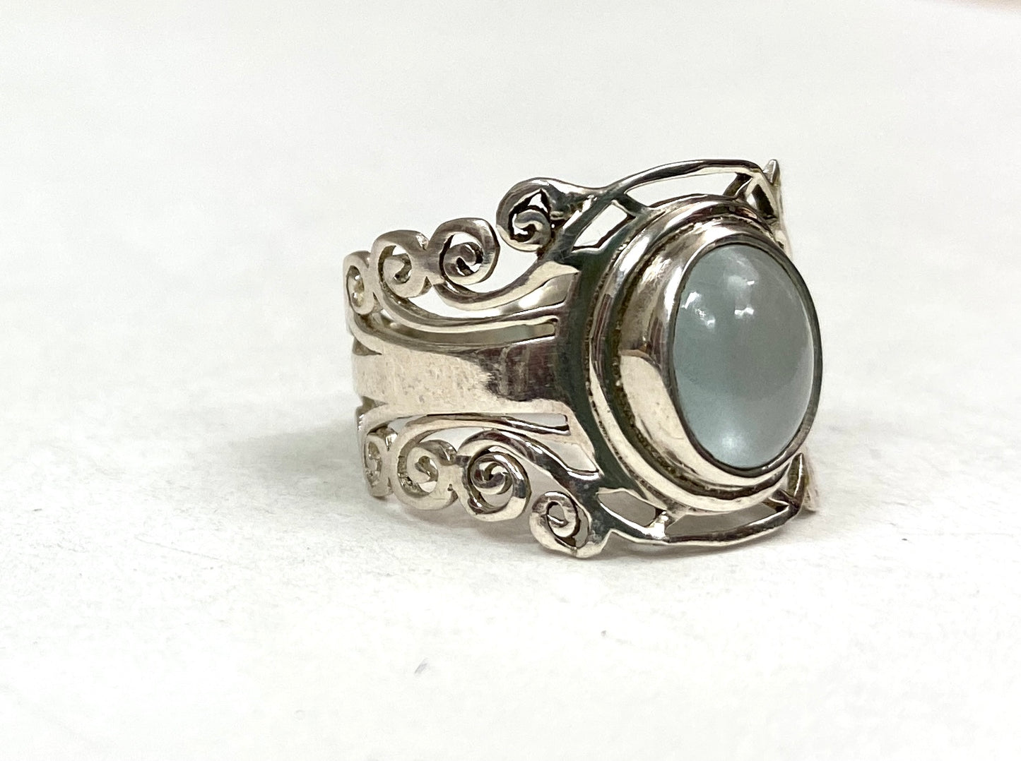 Sterling Silver Jayli Hand Cut Spiral Ring-Available in Opal & Aquamarine