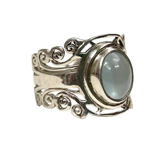 Sterling Silver Jayli Hand Cut Spiral Ring-Available in Opal & Aquamarine