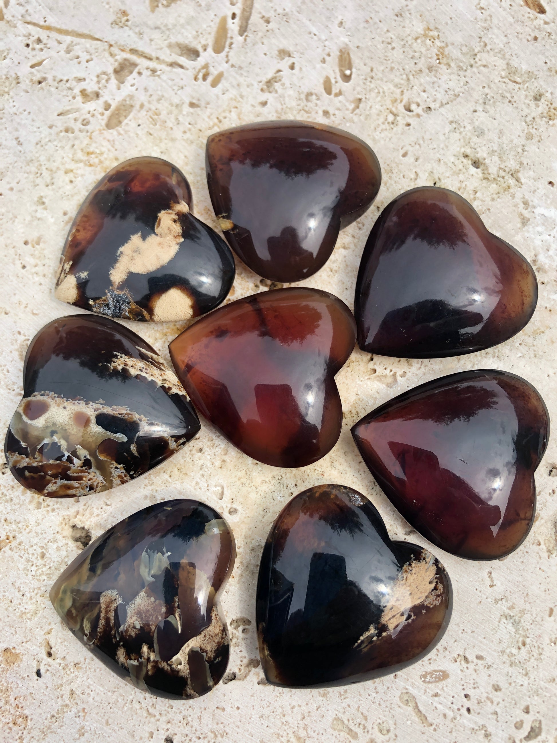 Blue Amber Hearts From Sumantra, Indonesia Blue Amber Hearts From Sumantra, Indonesia
