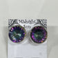 Mystic Topaz Round Faceted Stud Sterling Silver Earrings- 4 Sizes Available