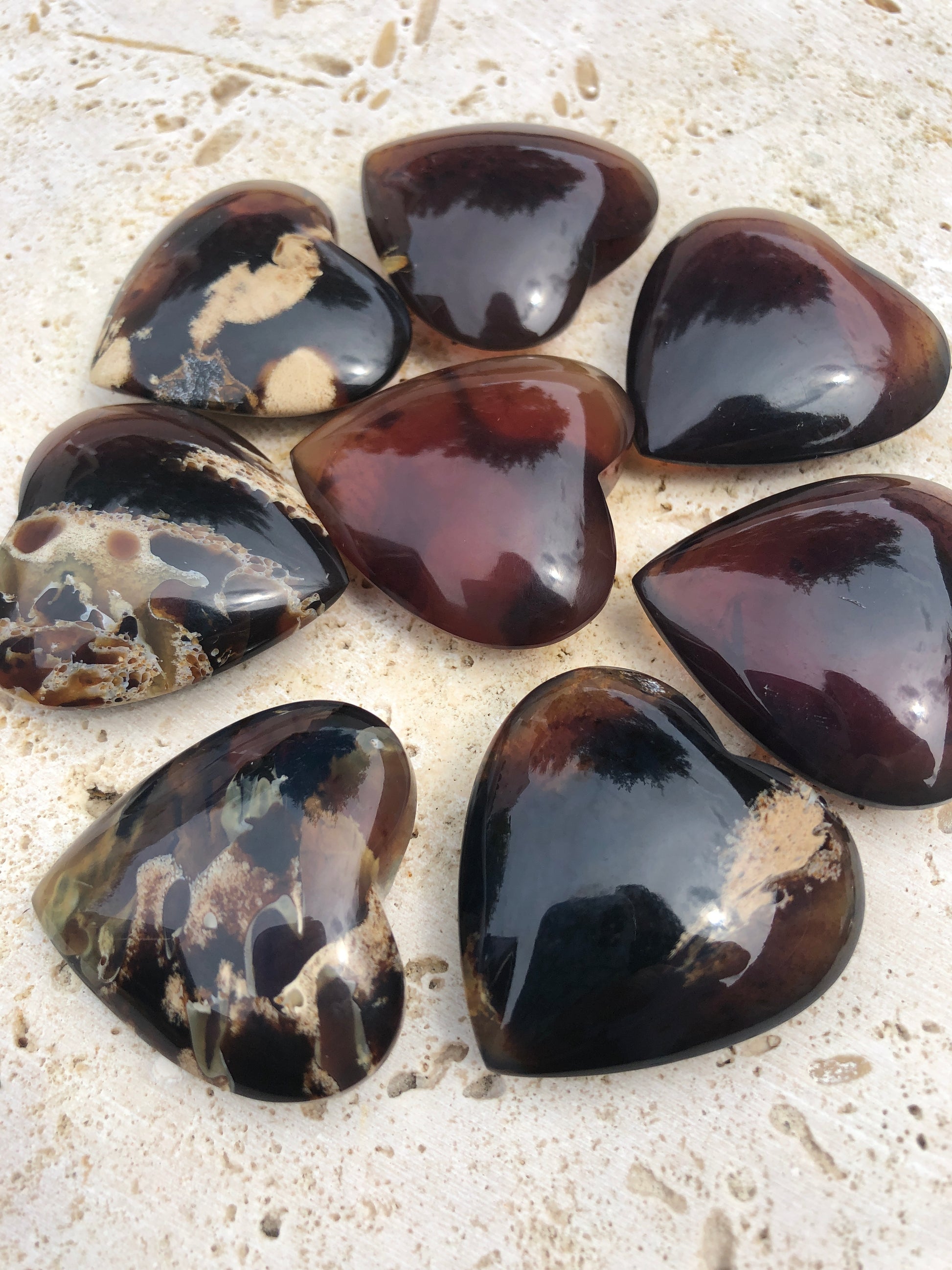 Blue Amber Hearts From Sumantra, Indonesia Blue Amber Hearts From Sumantra, Indonesia