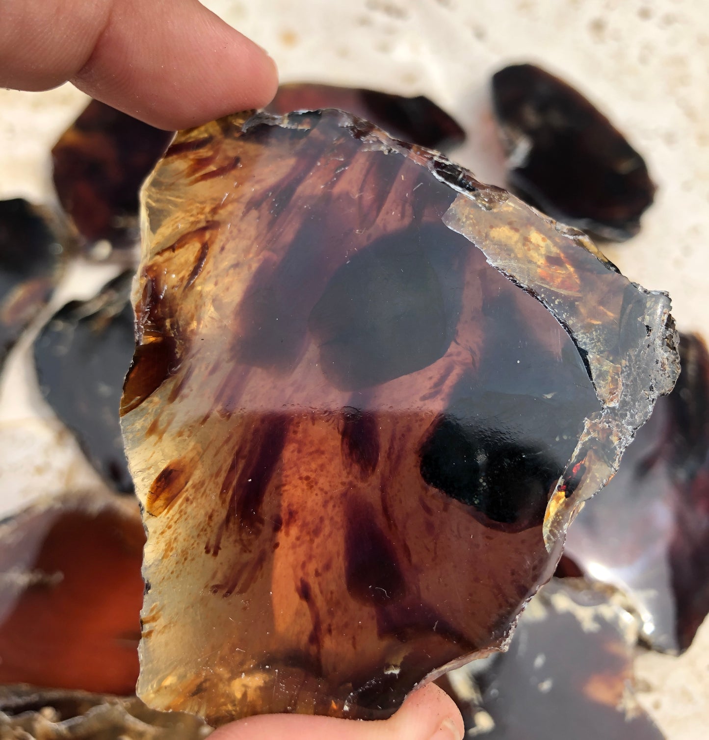 Blue Amber Raw Edge Free form Slices From Sumantra, Indonesia