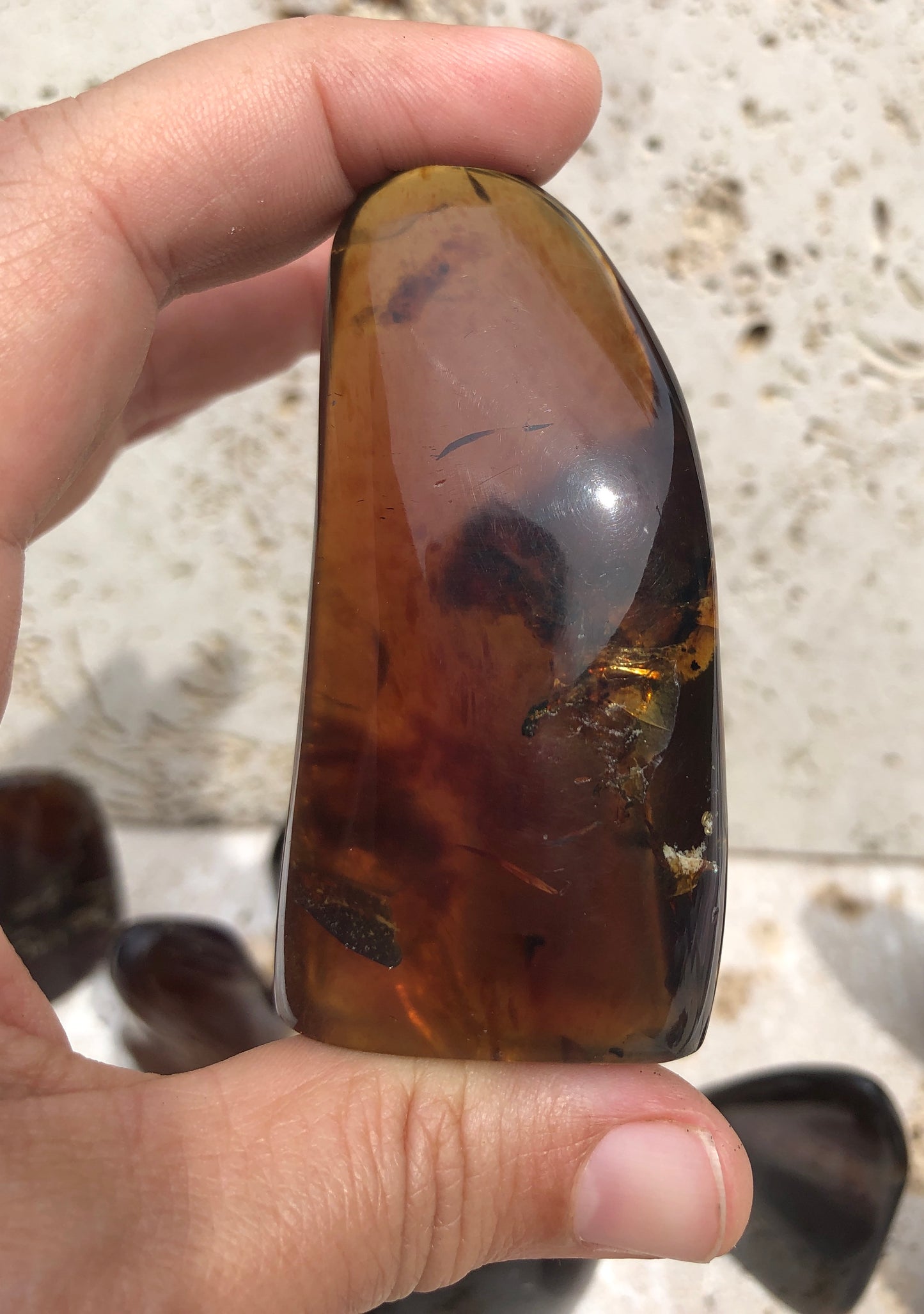 Blue Amber Freeform Mountains From Sumantra, Indonesia
