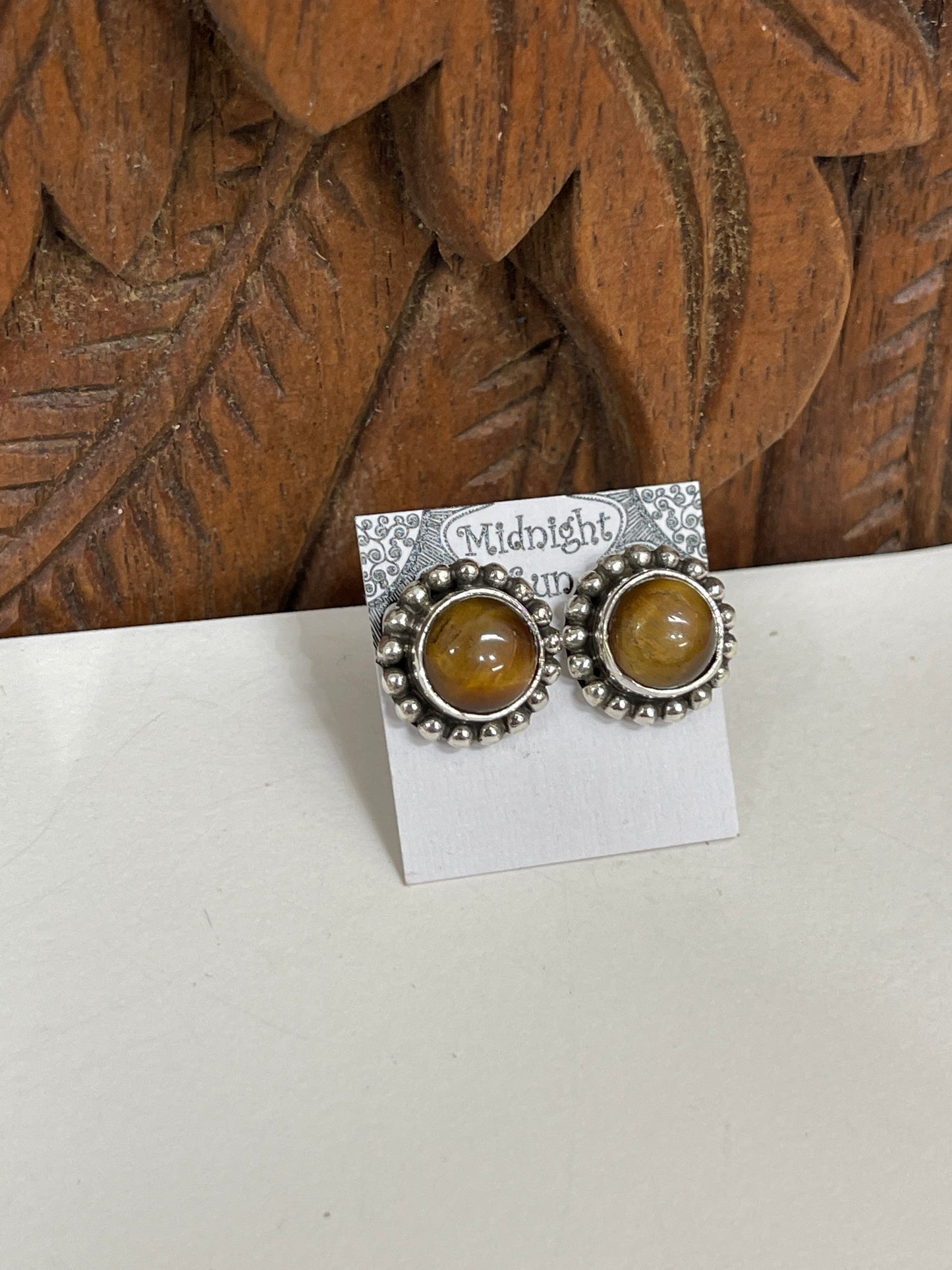 Tigers Eye Sterling Silver Stud Earrings  - 2 Sizes Available
