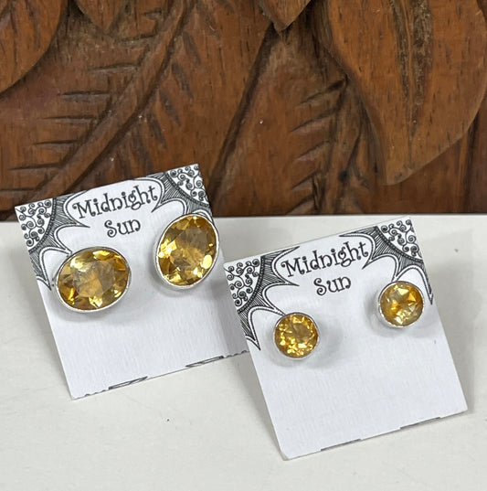 Citrine Sterling Silver Stud Earrings