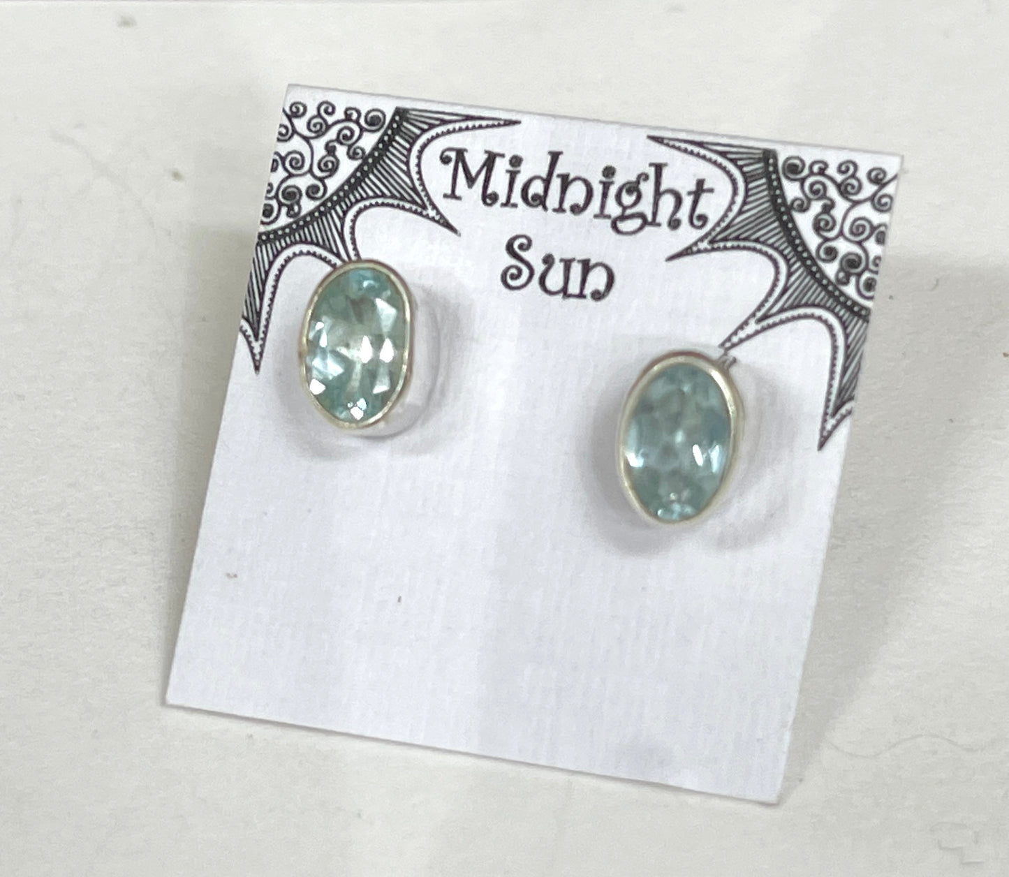 Blue Topaz Sterling Silver Stud Earrings - 6 Sizes Available