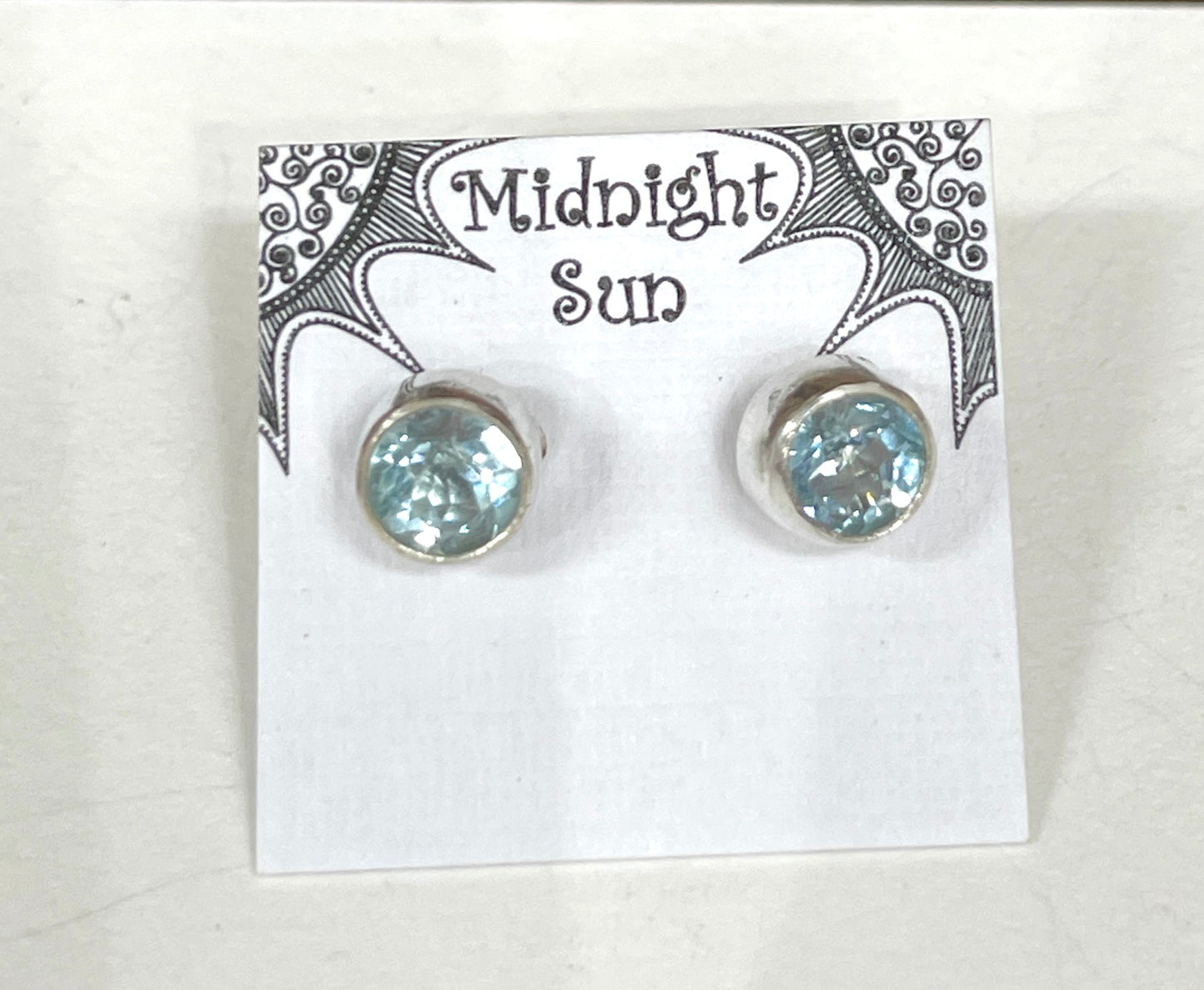Blue Topaz Sterling Silver Stud Earrings - 6 Sizes Available
