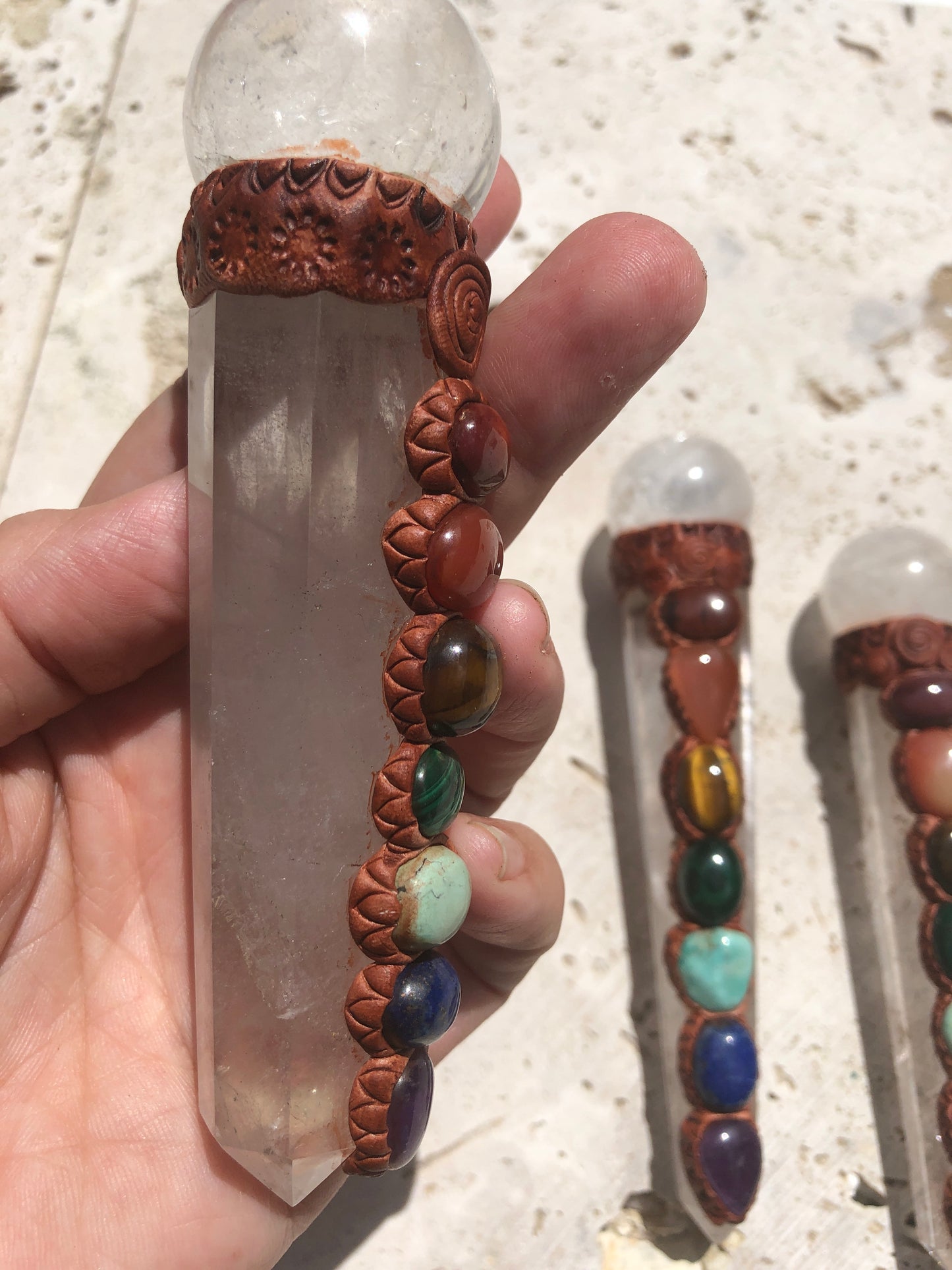 9 Stone Hand made Chakra Crystal Wands