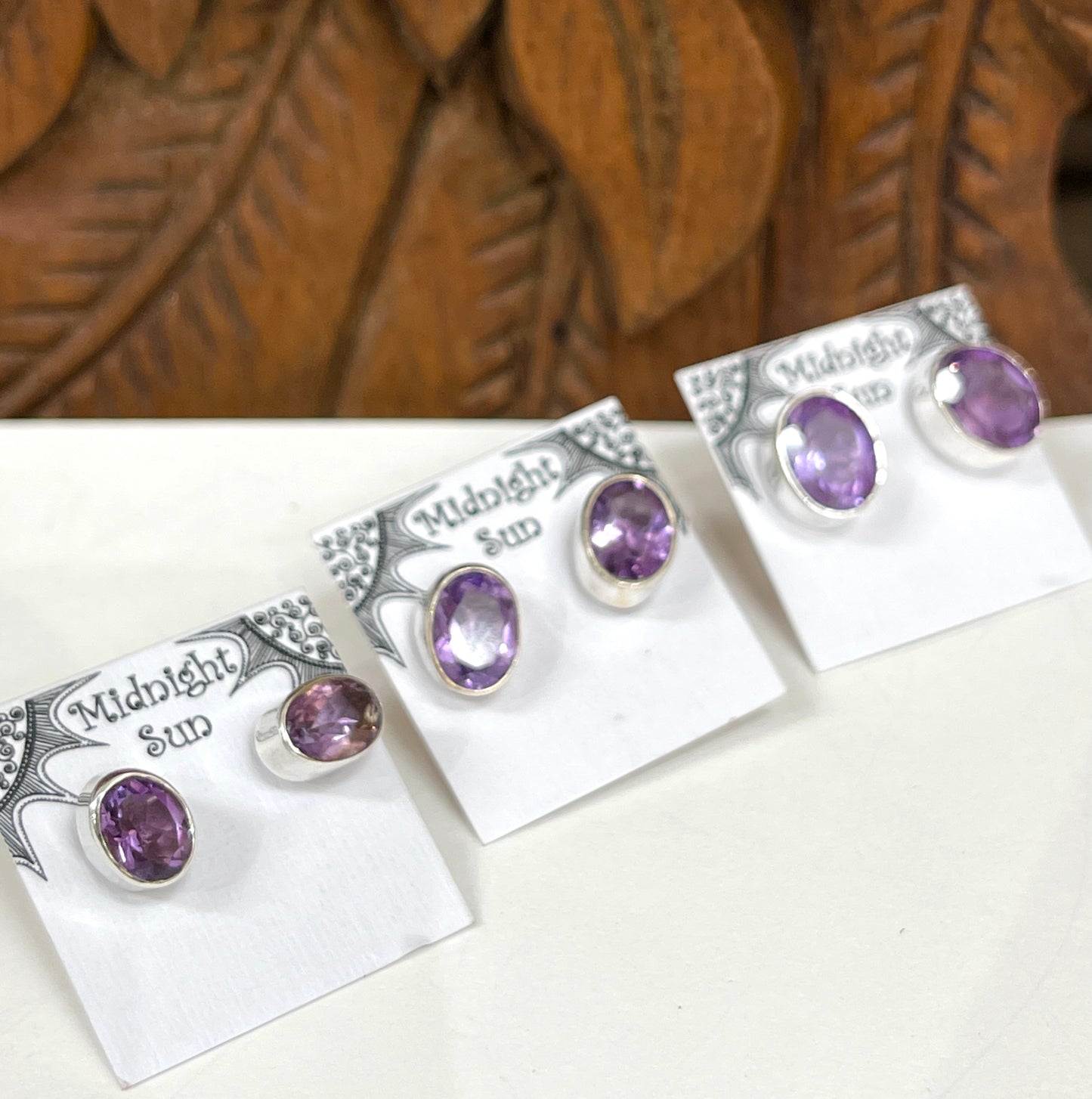 Amethyst Oval Sterling Silver Stud Earrings - 3 Sizes Available