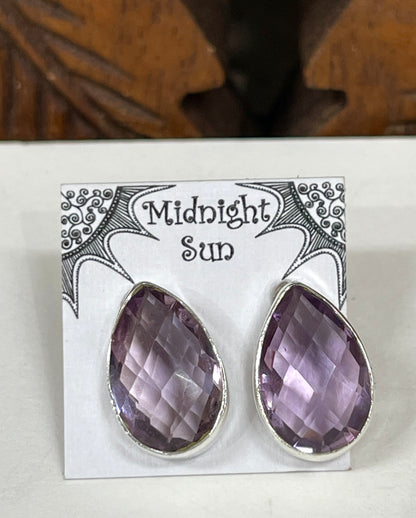 Amethyst Sterling Silver Stud Earrings - 2 Sizes Available