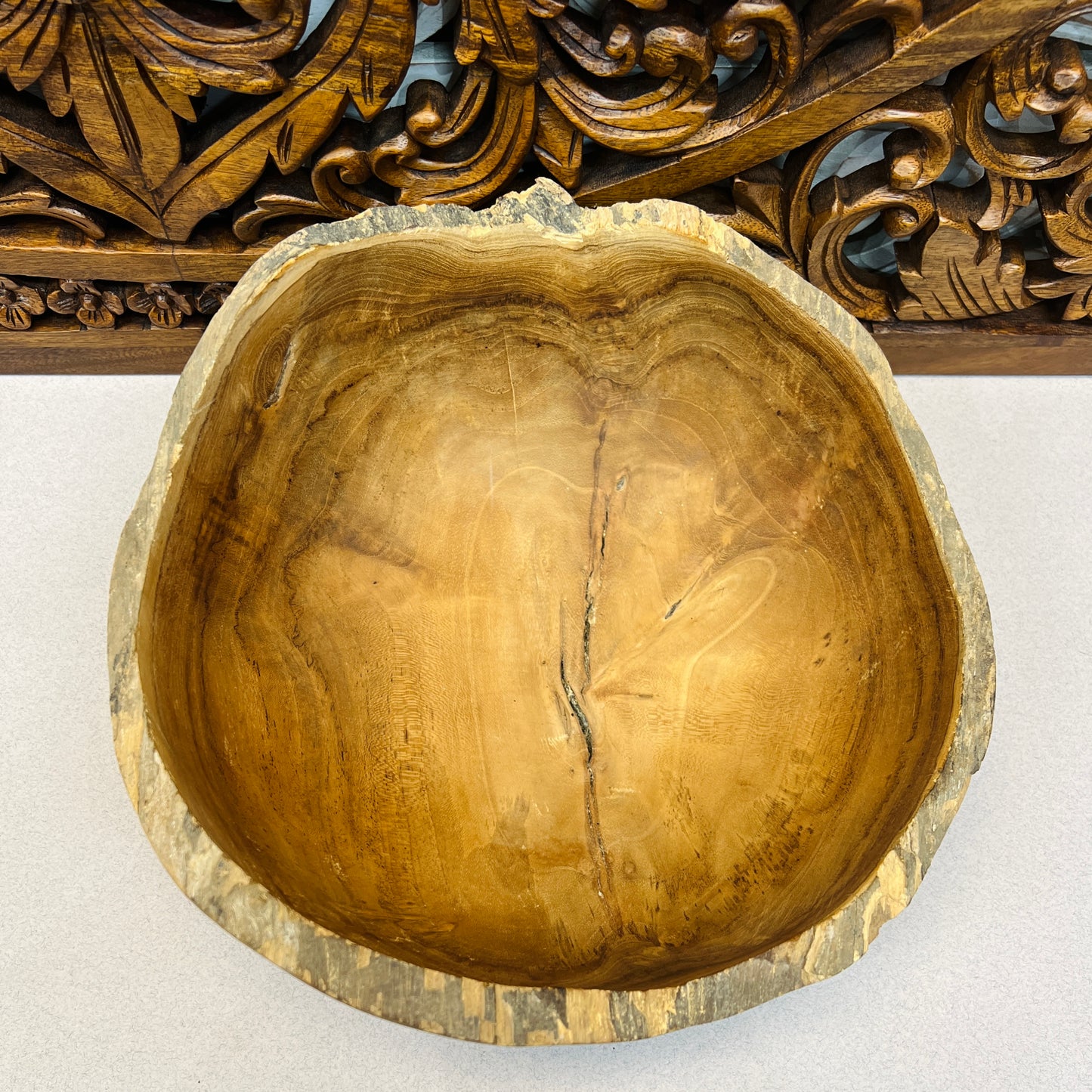 Rustic Teak Wood Raw Edge Bowl