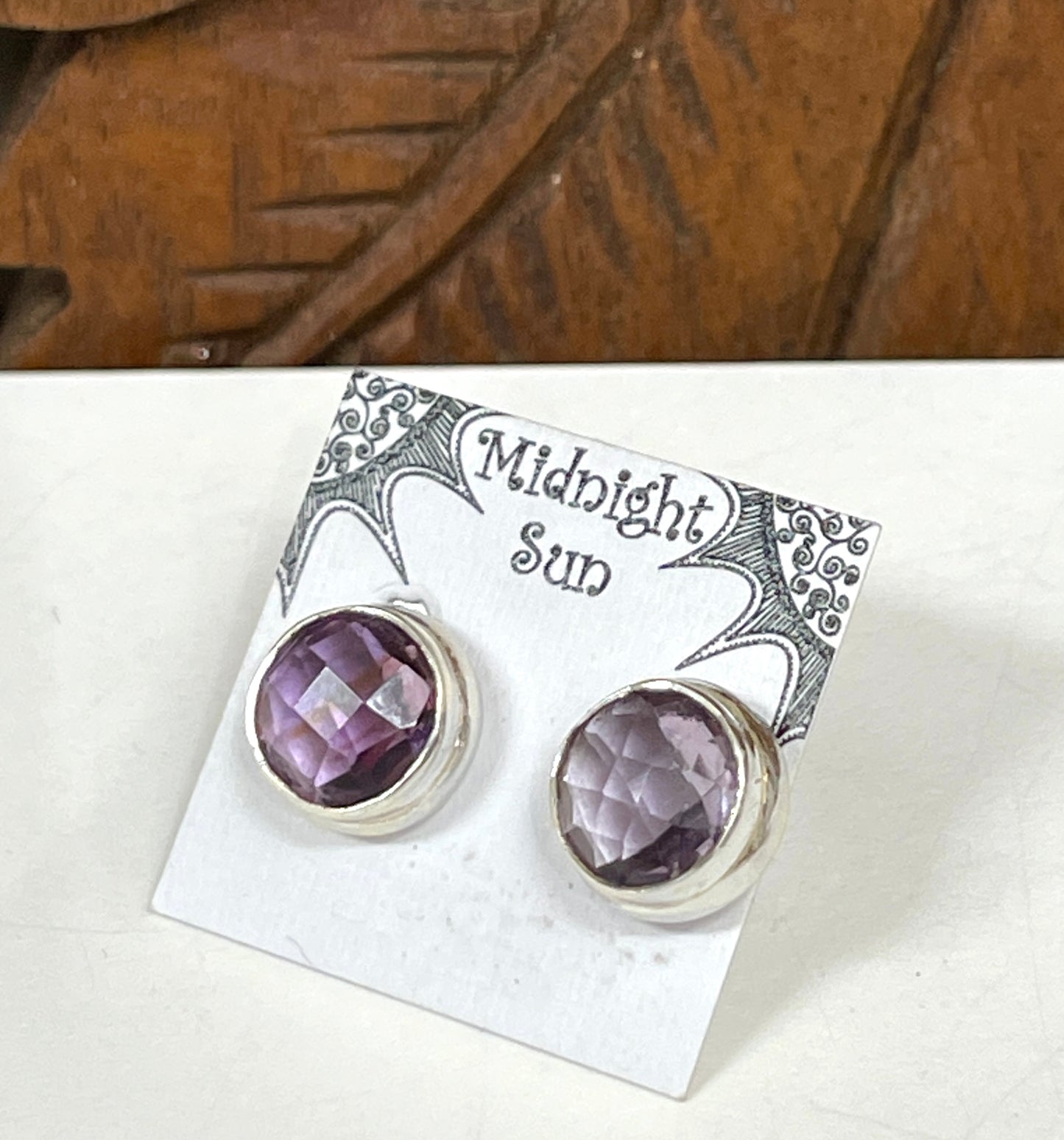Amethyst Round  Stud Earrings - 4 Sizes Available