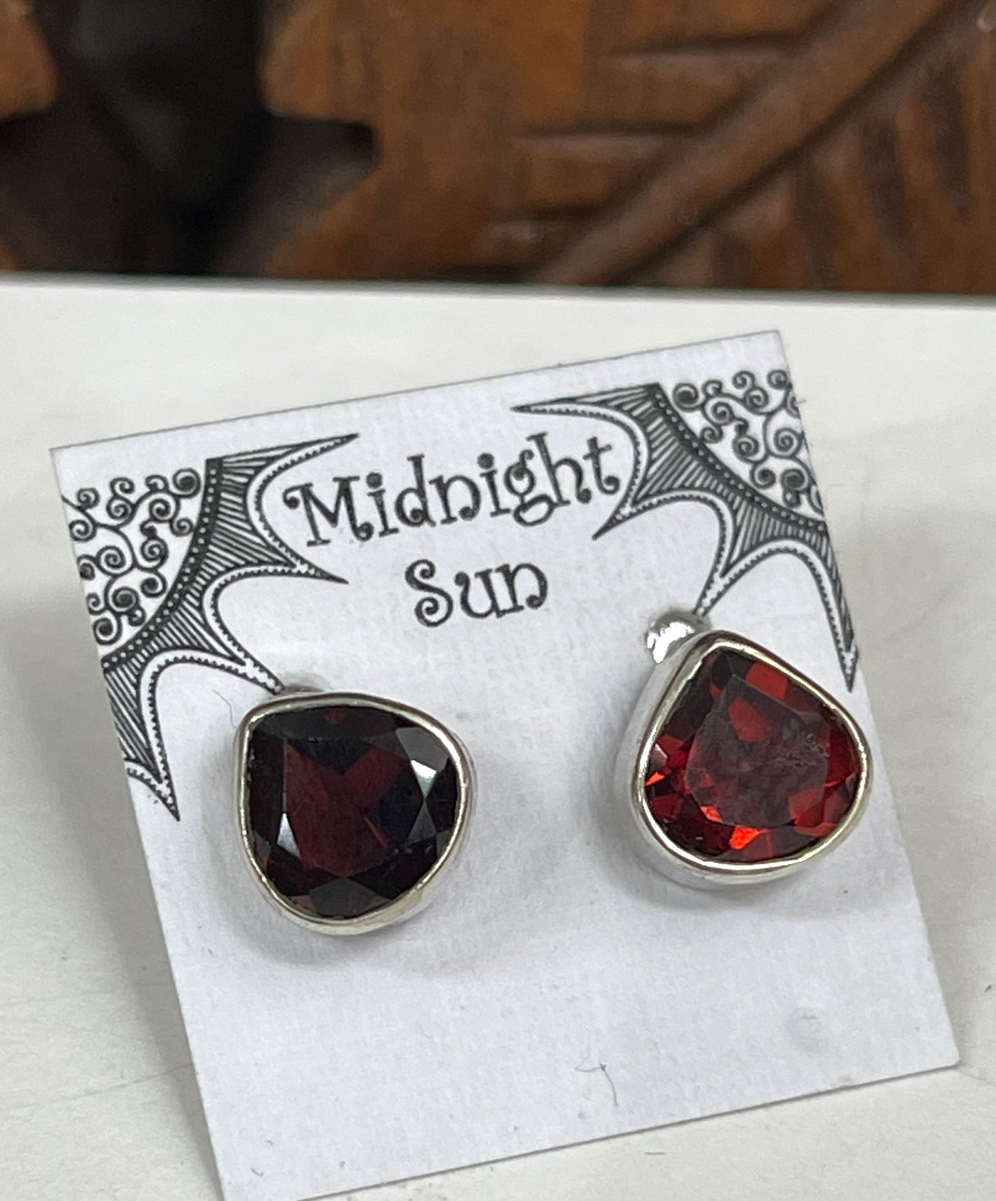 Garnet Sterling Silver Stud Earrings - 2 Sizes Available