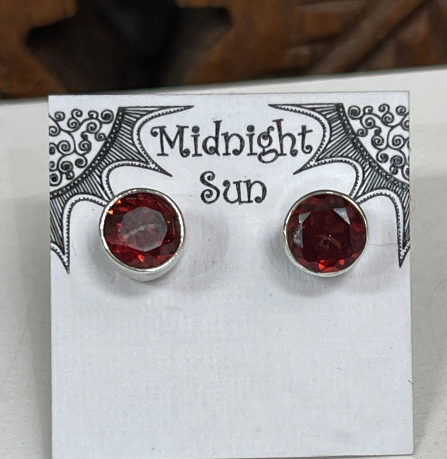 Garnet Sterling Silver Stud Earrings - 2 Sizes Available