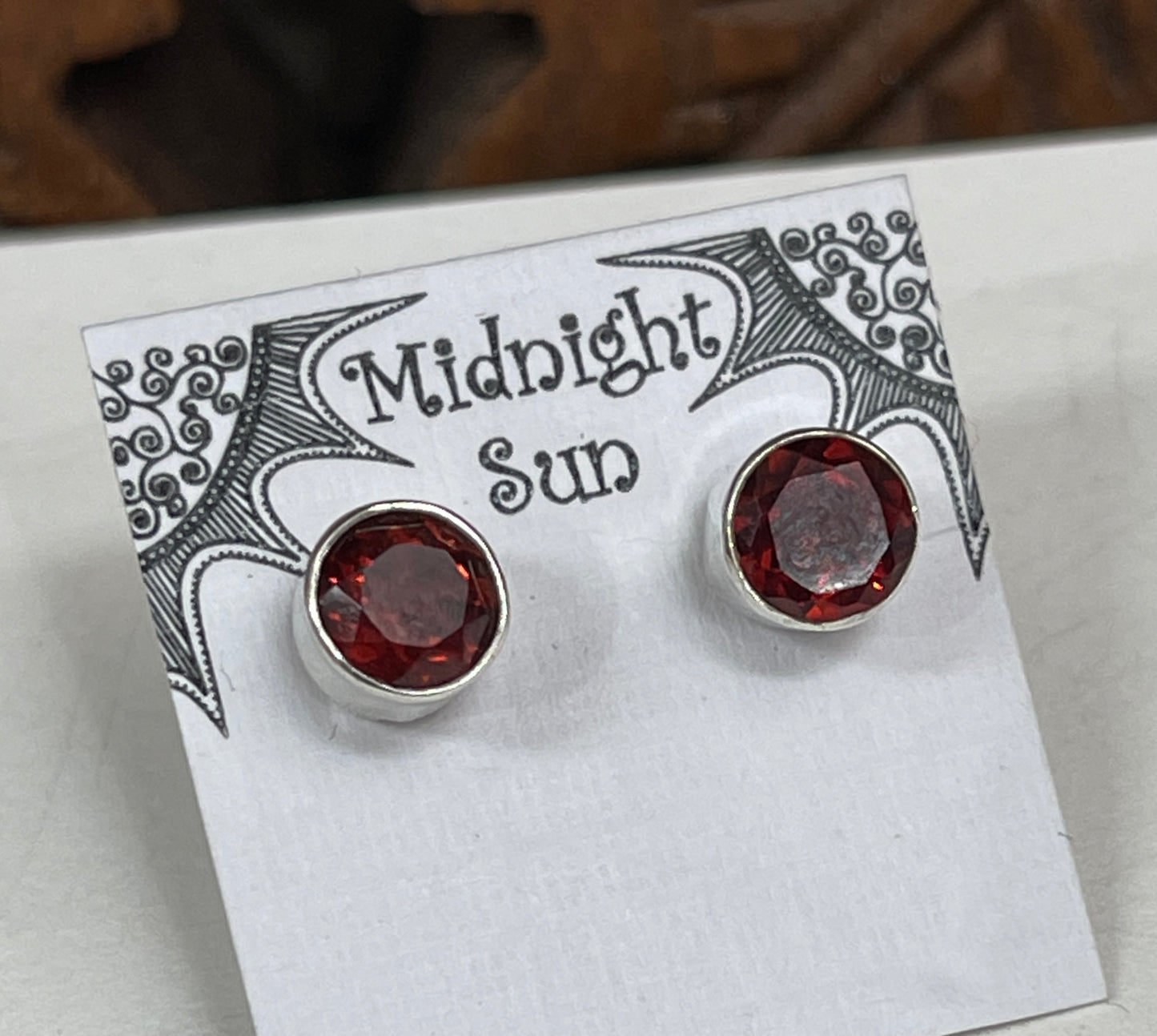 Garnet Sterling Silver Stud Earrings - 2 Sizes Available