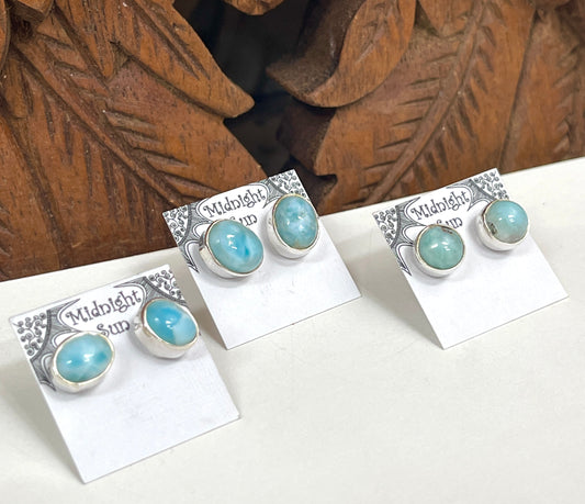 Larimar Sterling Silver Stud Earrings