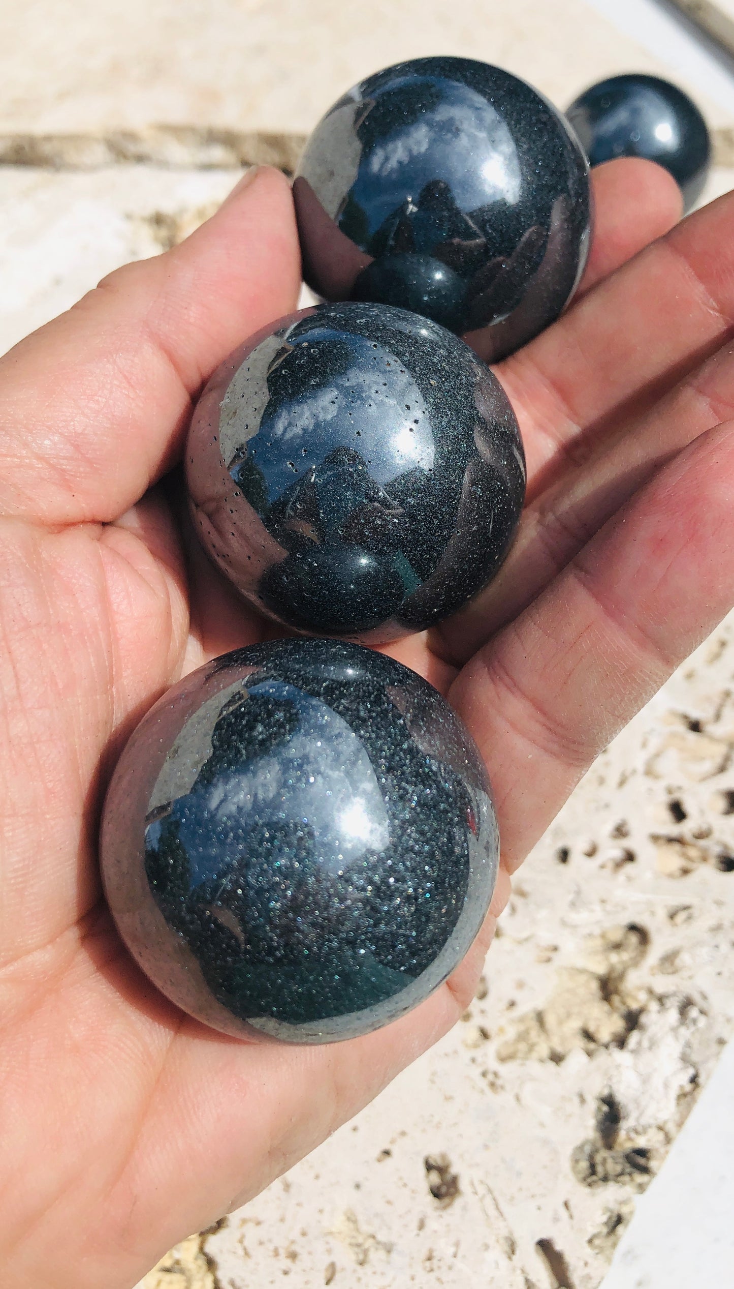 Specular Hematite 40 mm Spheres from South Africa