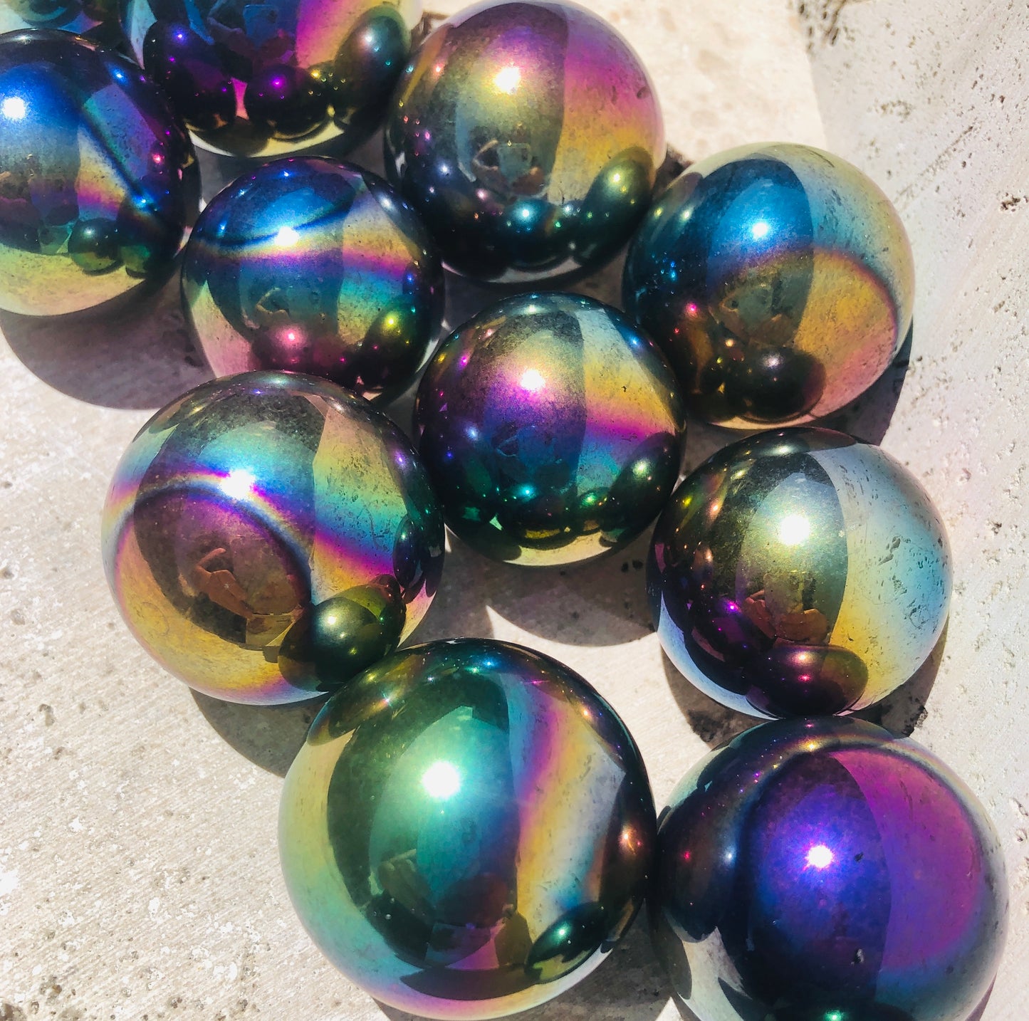 Rainbow Aura Quartz Crystal Spheres