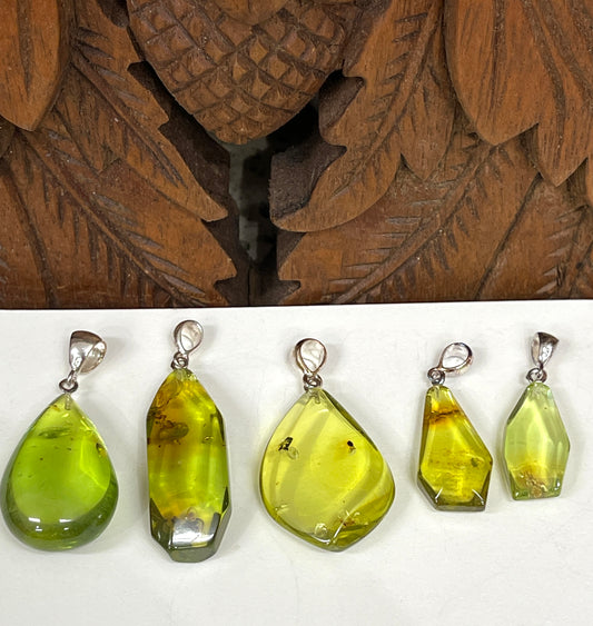 Natural Green Amber pendants