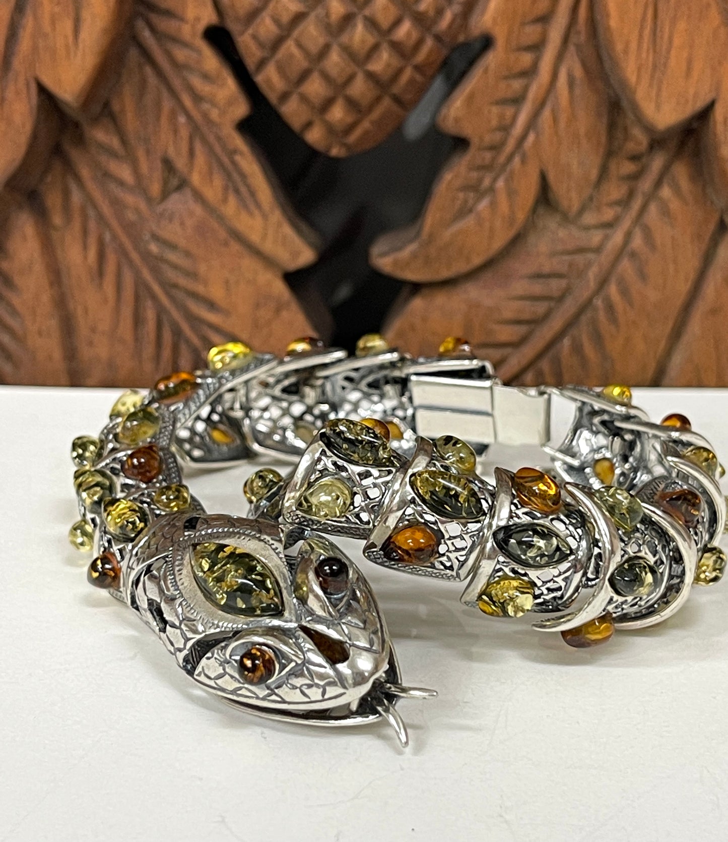 Tri Color Amber Snake Bracelet