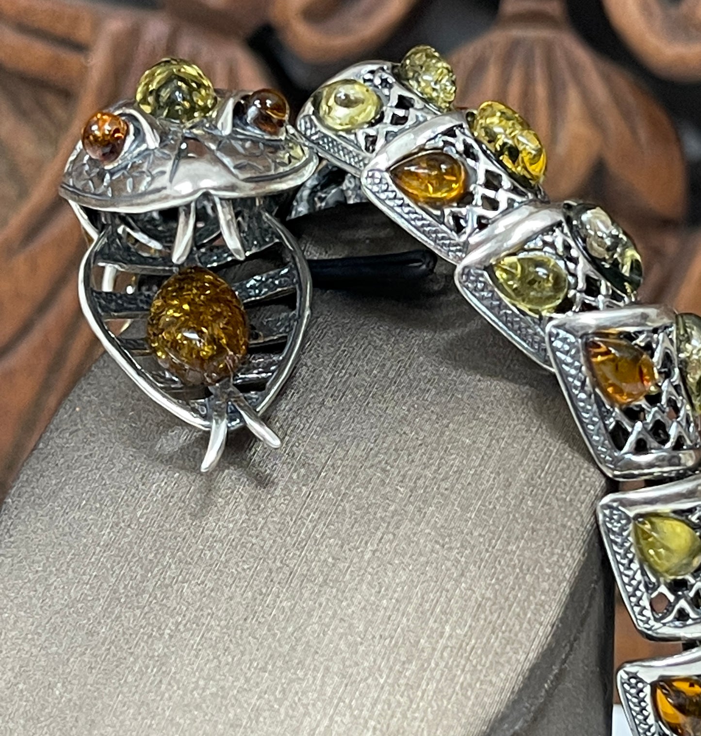Tri Color Amber Snake Bracelet