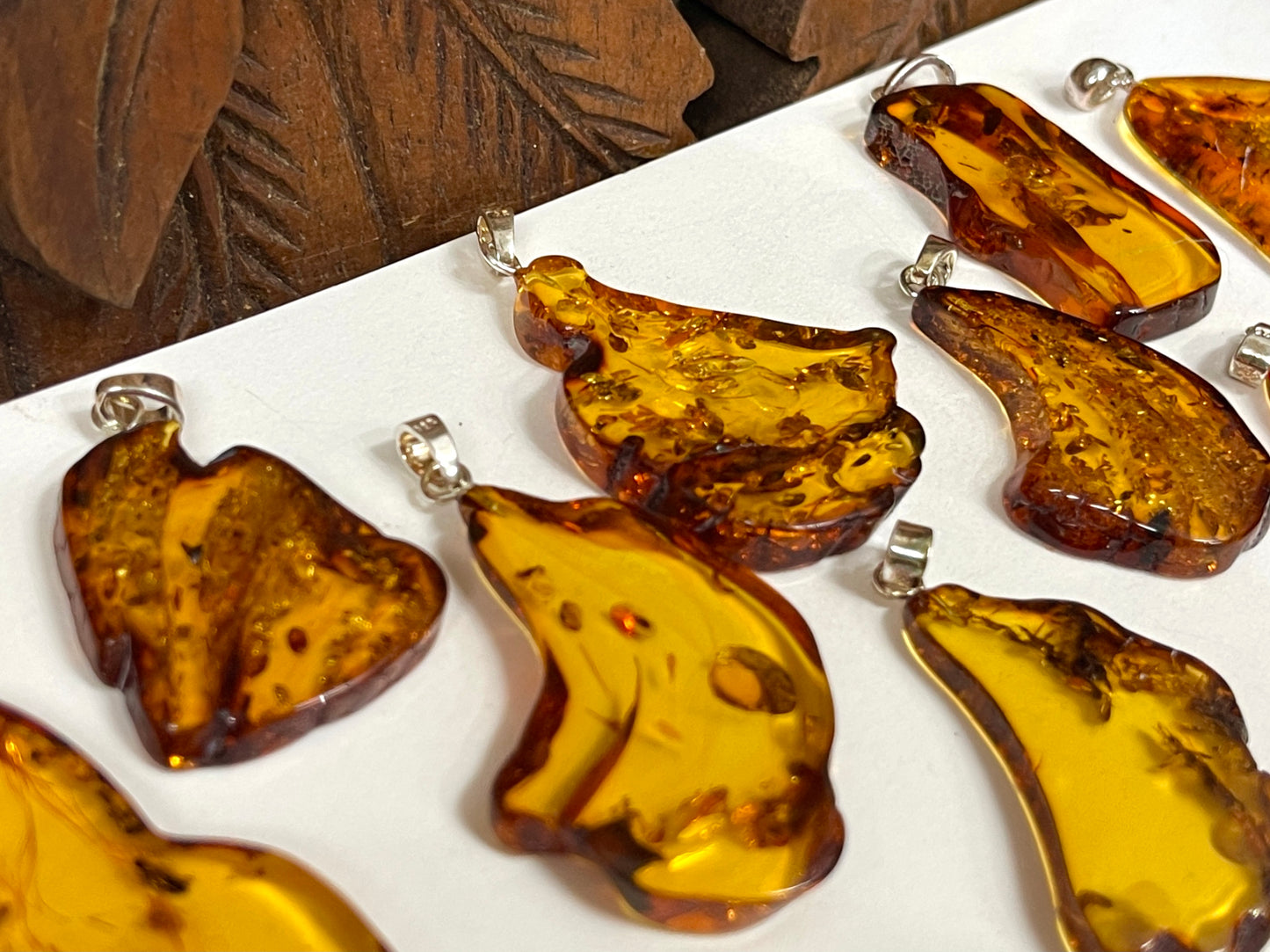 Natural Amber Slice Pendants