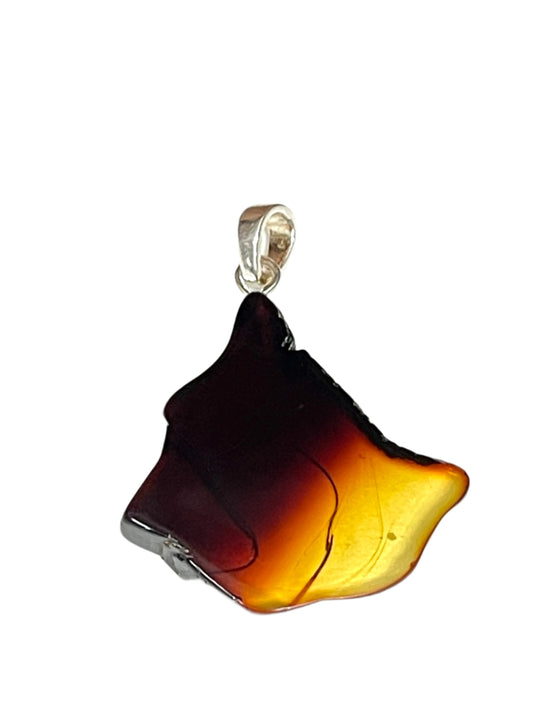 Natural Tri Color Amber Slice Pendants