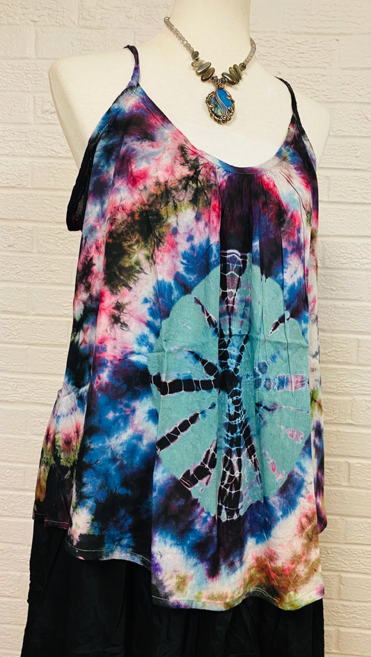Tie Dyed Tank Top with Criss cross back