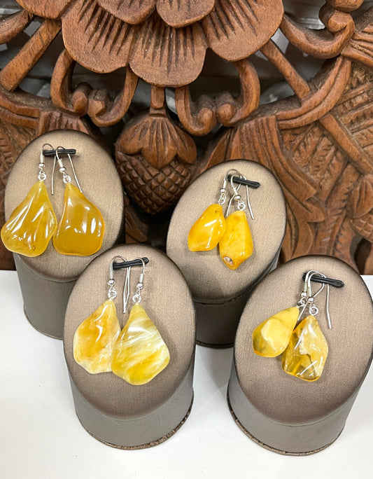 Natural Butterscotch Amber Drop Earrings