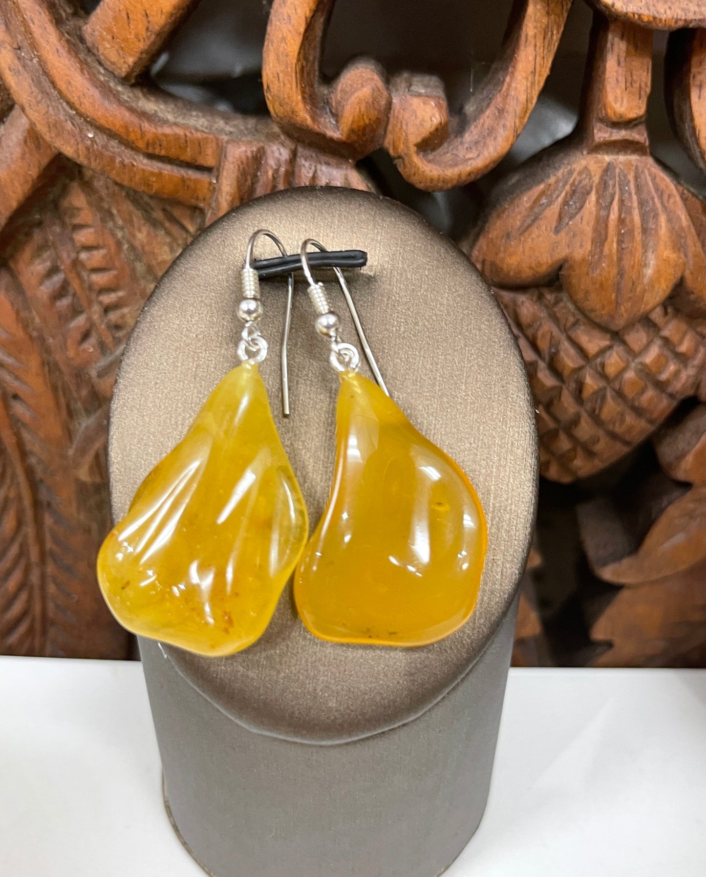 Natural Butterscotch Amber Drop Earrings