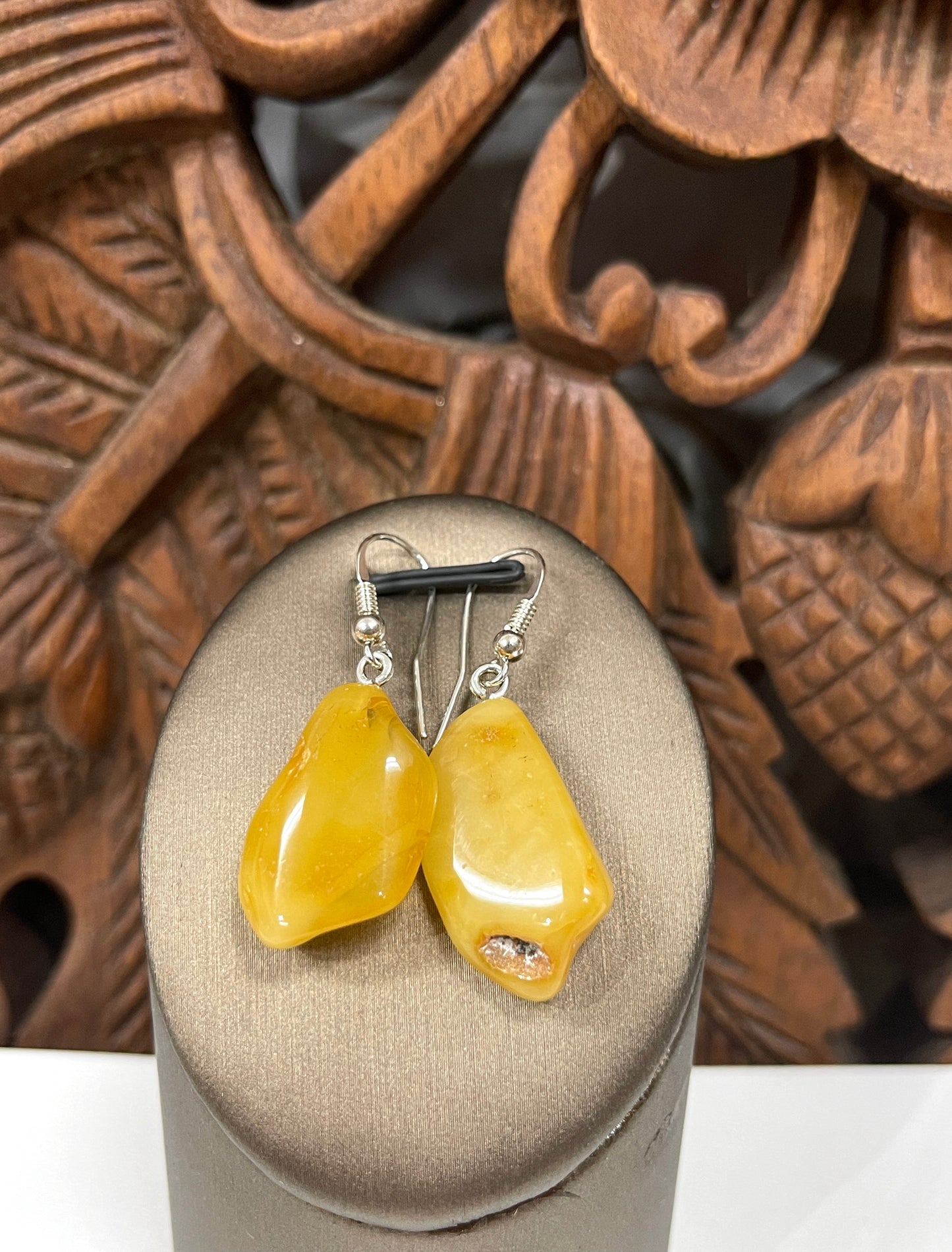 Natural Butterscotch Amber Drop Earrings