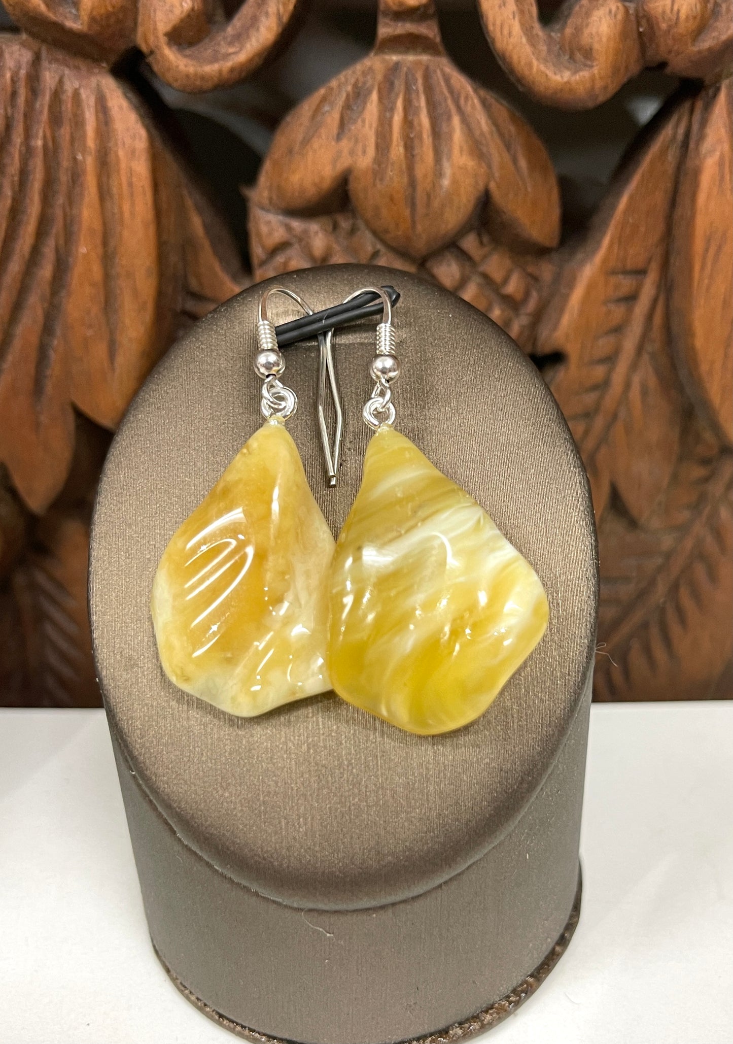 Natural Butterscotch Amber Drop Earrings