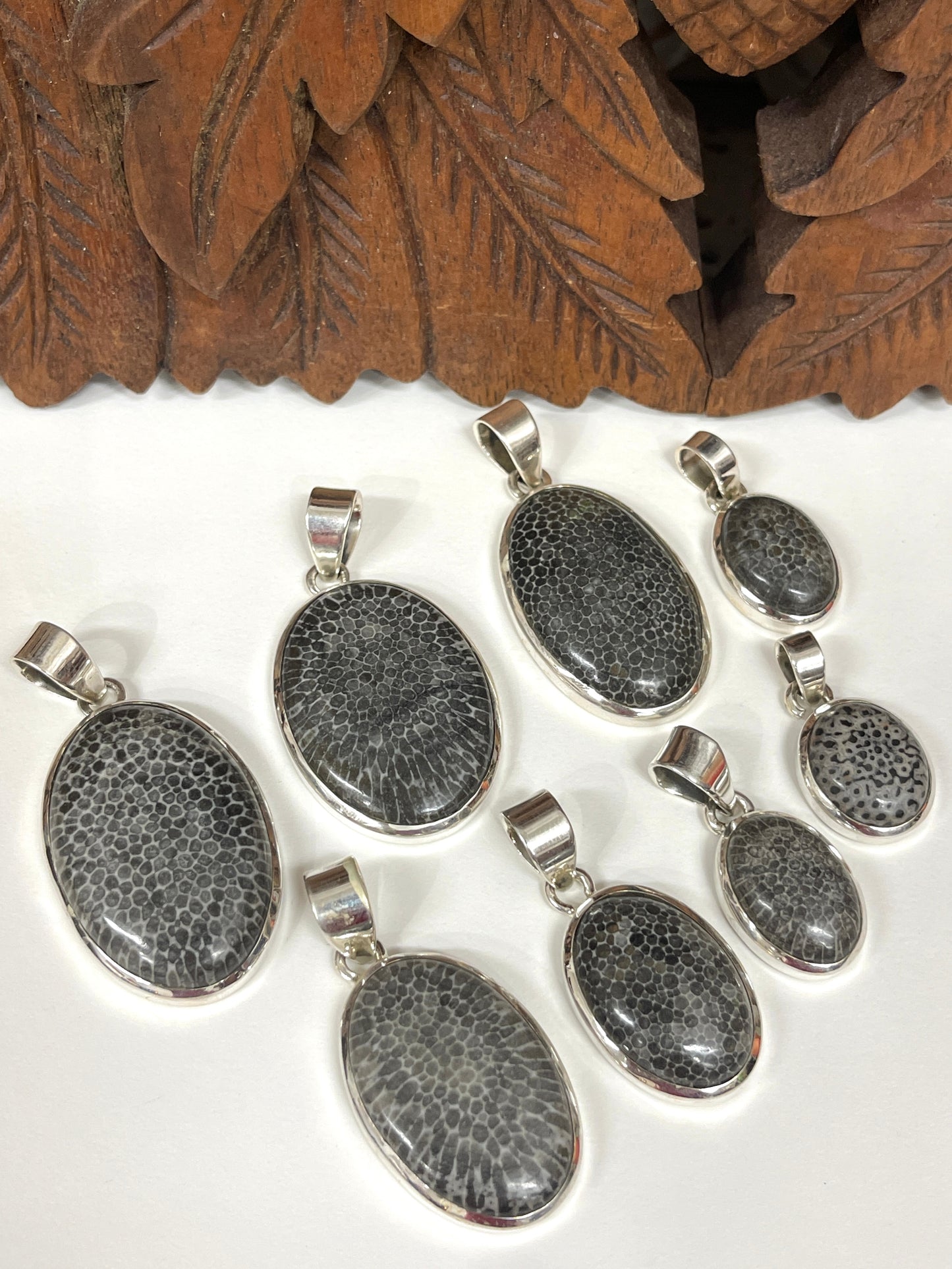 Fossilized Dinosaur Bone Pendants