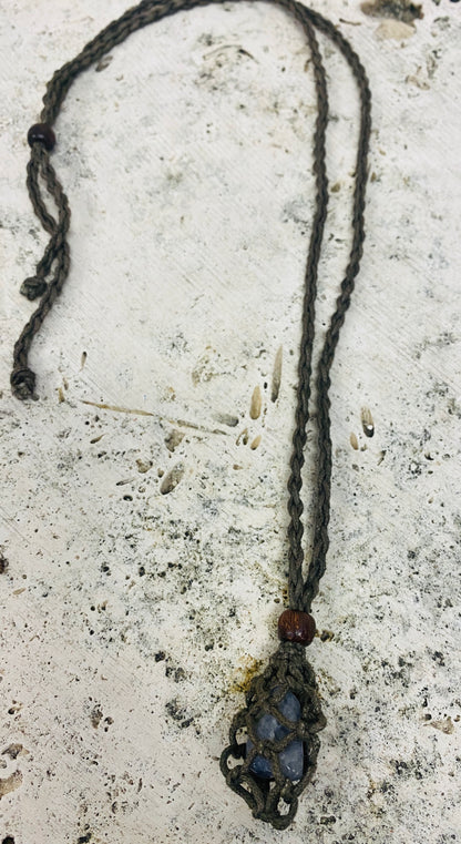 Macramé Crystal Bag Necklace