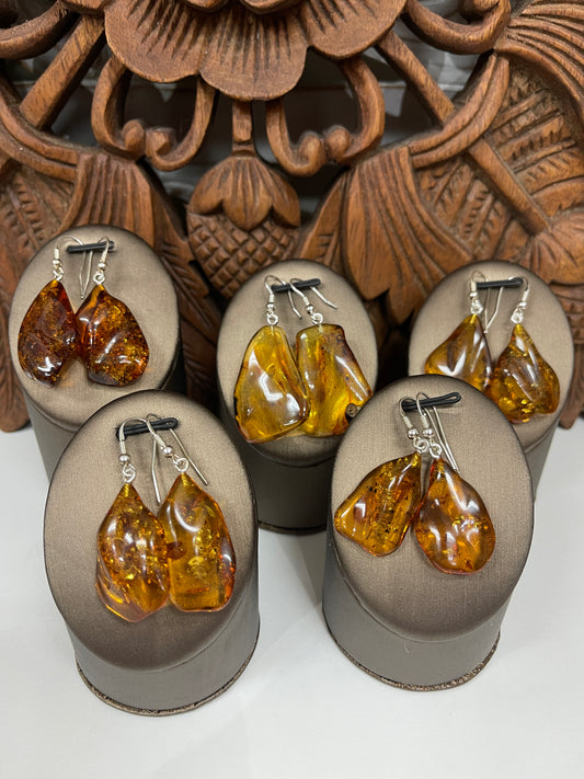 Natural Baltic Amber Drop Earrings