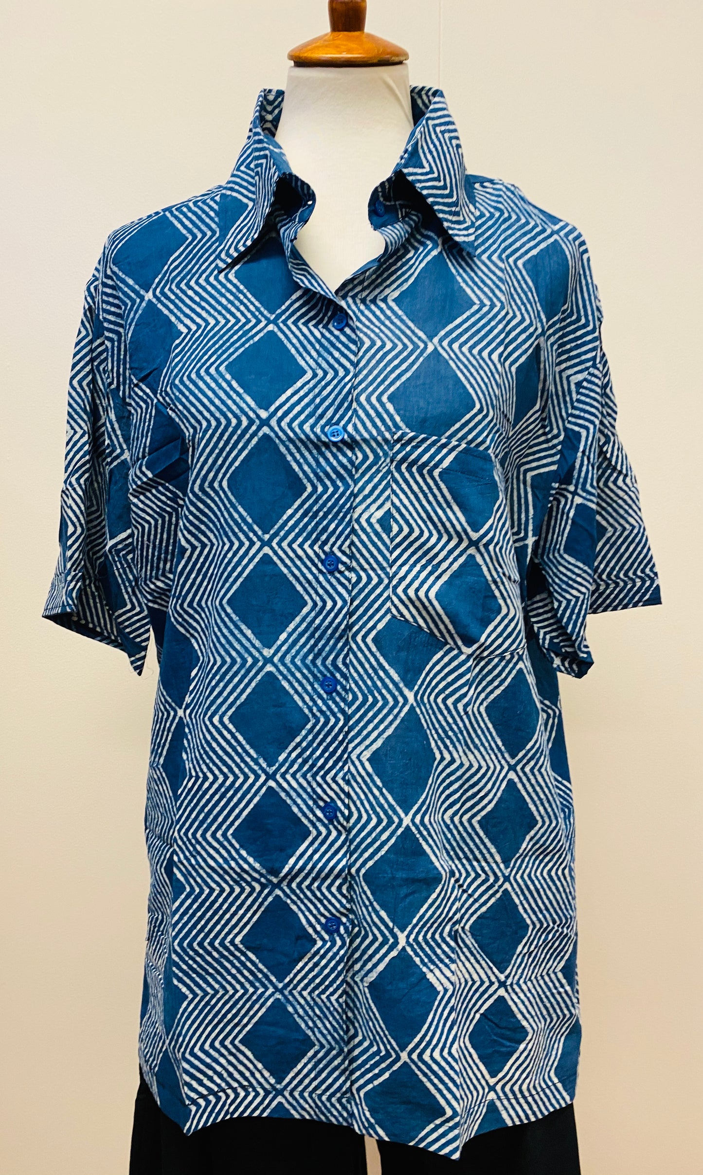 Hand Block Print Cotton Mens Button Up Shirt - 4 Patterns Available