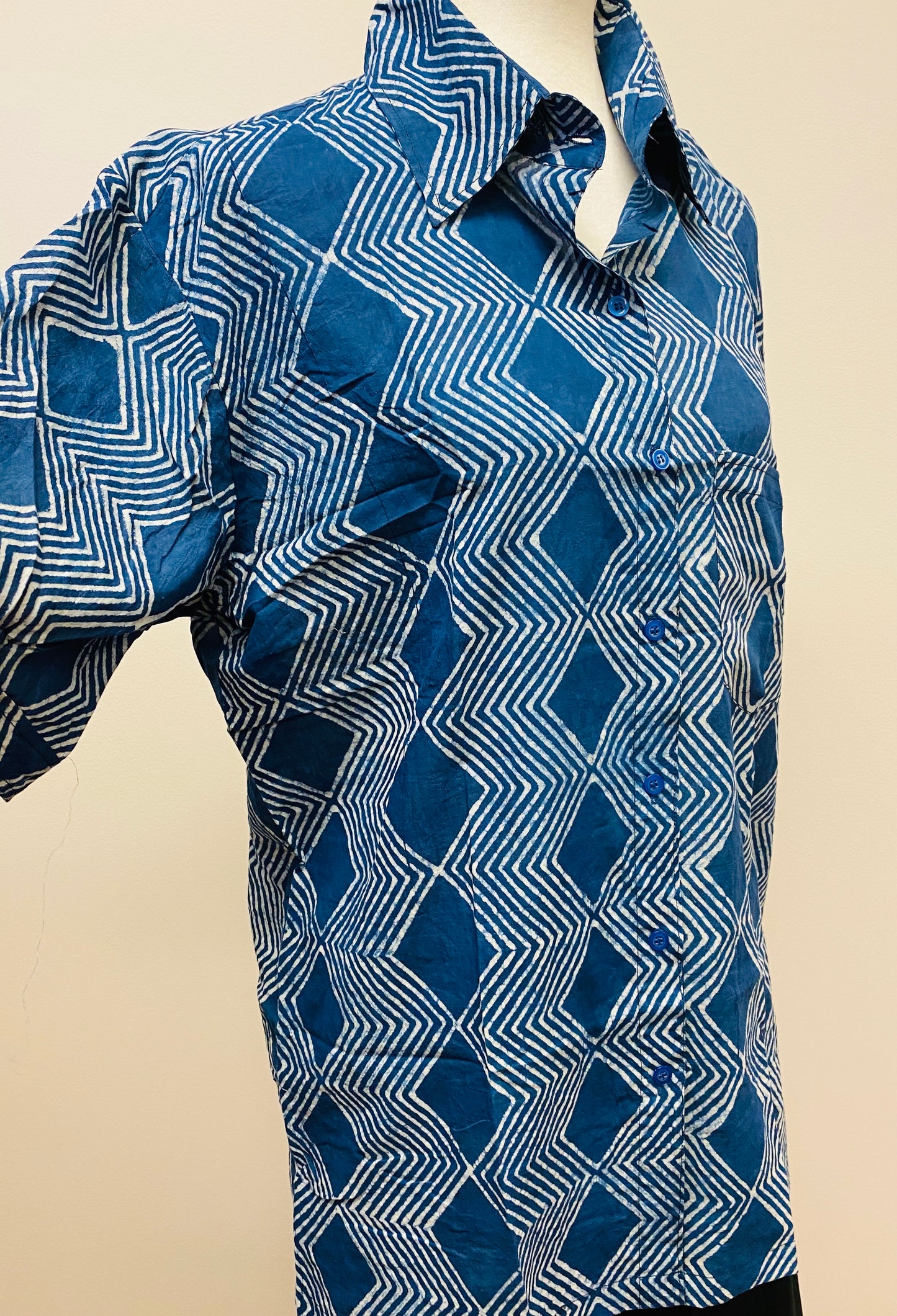 Hand Block Print Cotton Mens Button Up Shirt - 4 Patterns Available