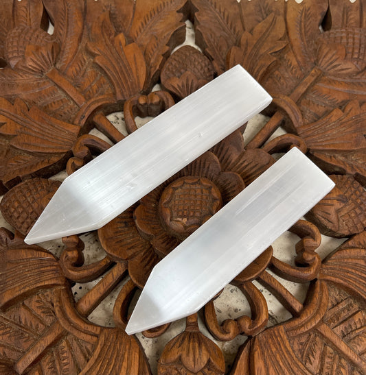 Selenite Pointed Crystal Charging Cleaning tiles - 2 sizes Available