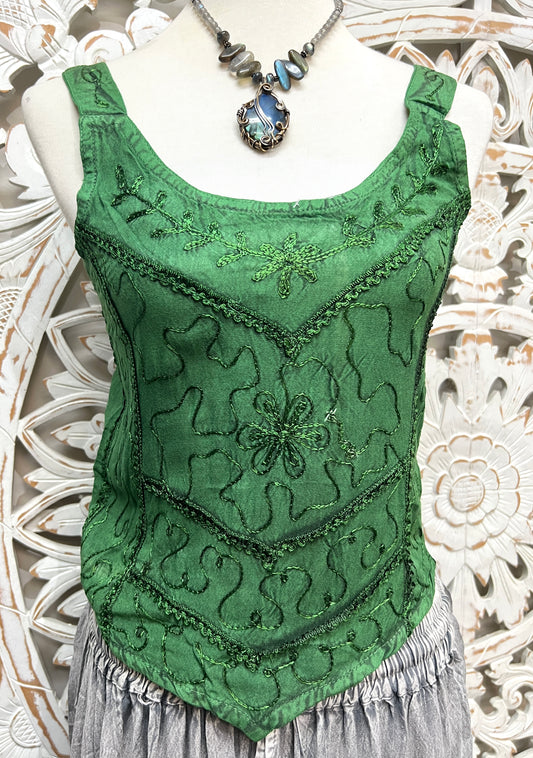 Embroidered Rayon Crop Top
