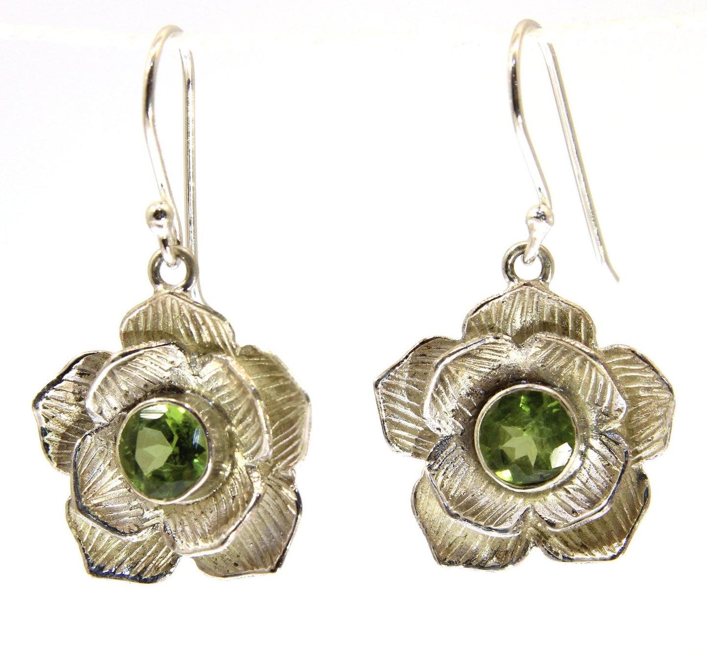 Handmade Sterling Silver Lotus Flower Earrings