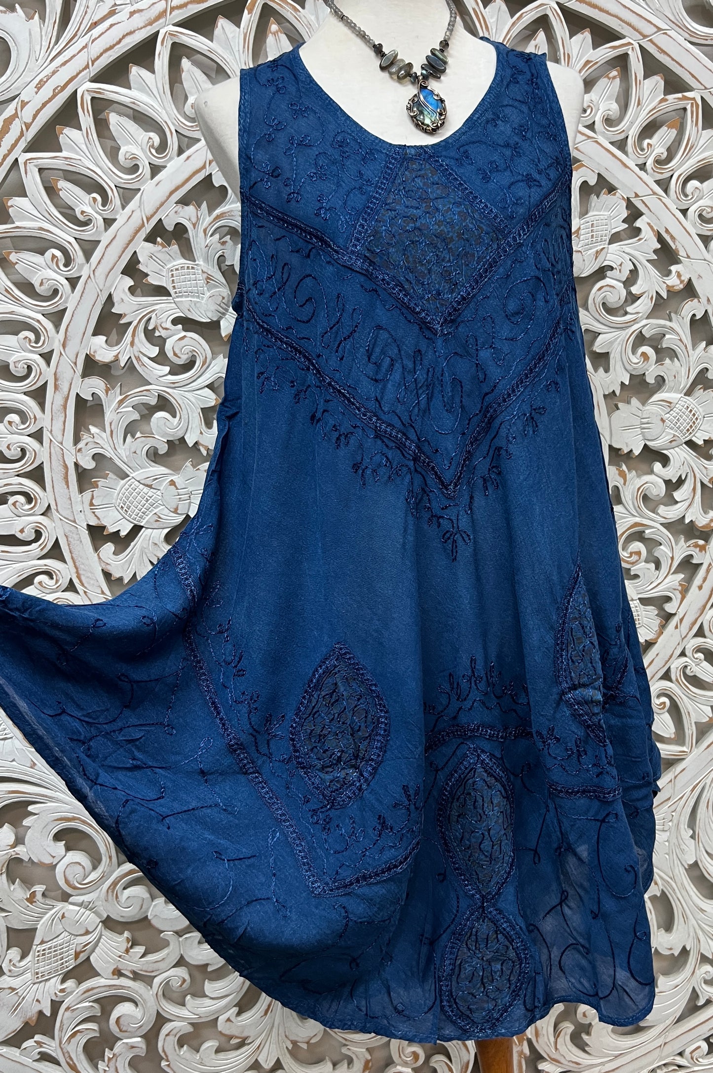 Embroidered  Sleeveless Dress