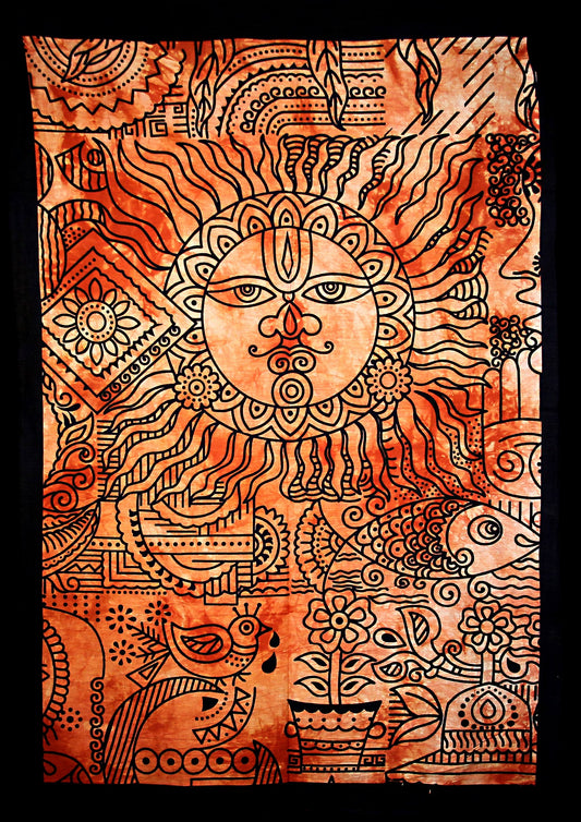Hand printed Mini Sun Tapestries Wall Hangings - Available in 4 Colors
